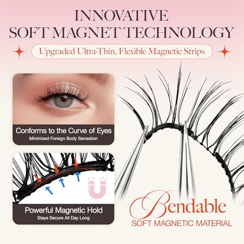 Magnetic Eyelashes with Applicator - Reusable Natural Look, No Glue - A14