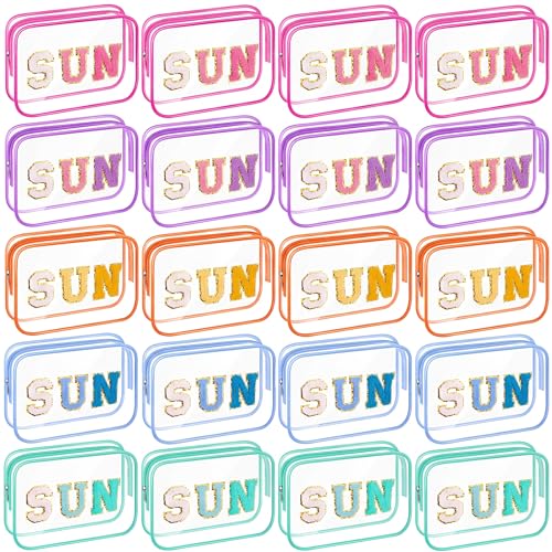 Clear Sun Makeup Bags Set - Waterproof Cosmetic & Toiletry Organizer, 20 Pcs