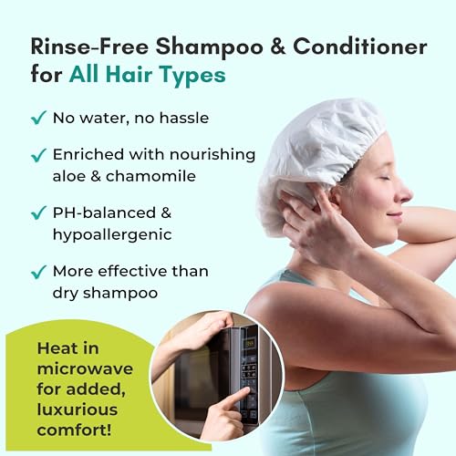 No Water Rinse-Free Shampoo Cap 6 Pack - Microwavable Hair Wash Caps with Variation of 1 Count