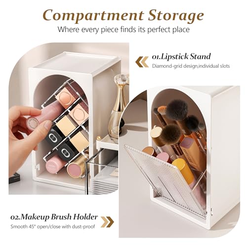 Compact Makeup Organizer Set with Brush and Lipstick Storage - Modular Design