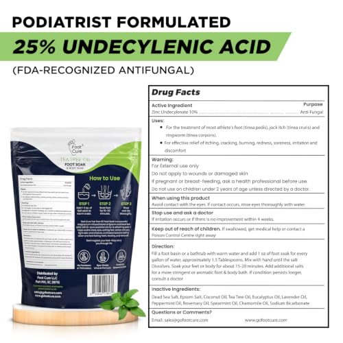 Tea Tree Oil Epsom Salt Foot Soak for Toenail Fungus & Tired Feet - 16oz Pack of 2