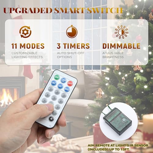Pre-Lit 6ft Artificial Christmas Tree with Red Berries & Remote Control - Green with Berries