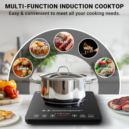 Portable Induction Cooktop 1800W with 20 Power & Temperature Levels