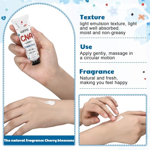 Loopeer 50 Pcs 2026 CNA Week Gifts Bulk Hand Cream Nursing Assistant Appreciation Gifts for Nurse Dry Cracked Hands Travel Size Double Sided Design Moisturizing Hand Cream