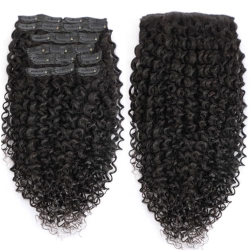 Black 14 Inch Kinky Curly Clip-In Hair Extensions 110g Full Head - Natural Black