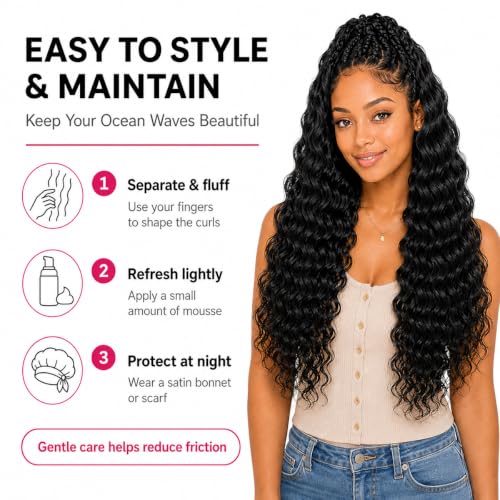 Pre Looped Ocean Wave Crochet Hair 18 Inch - 10 Packs, 1B Style