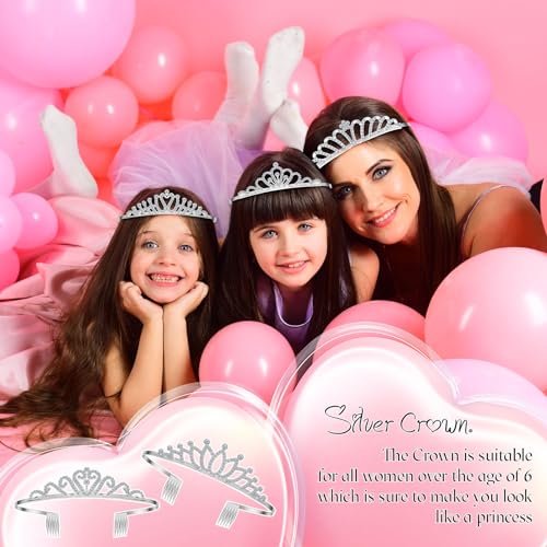 24 Pcs Crystal Tiara Crowns for Women Bulk - Silver Classic