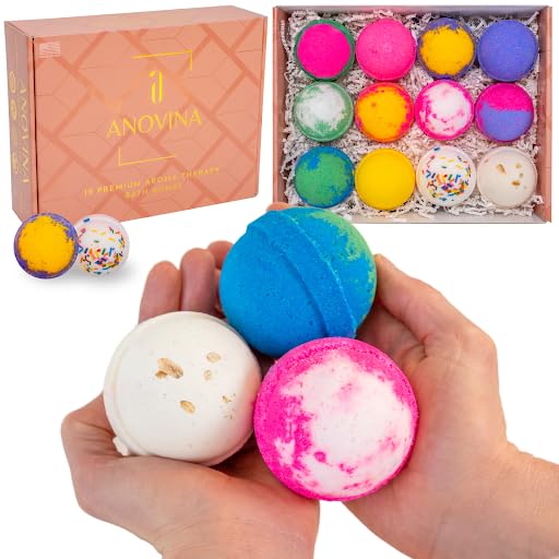 Anovina Natural Bath Bomb Gift Set for Adults & Kids – Non-Toxic Organic Spa Fizzies