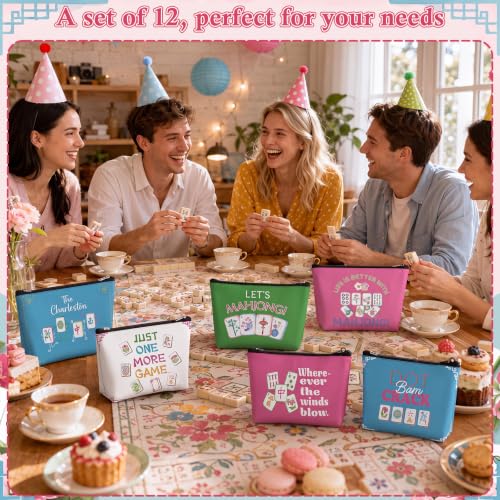 48 Pcs Mahjong Makeup Bags Bulk - Mahjong Theme Cosmetic Pouch Set for Women - Variation of THIS listing