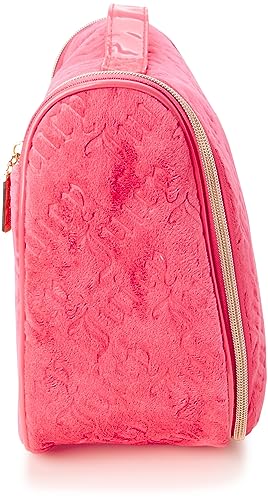 Pink Makeup Bag with Hanging Hook - Velour Logo Travel Organizer