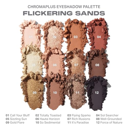 Morphe ChromaPlus 12-Pan Eyeshadow Palette - Flickering Sands Neutral & Metallic Shades