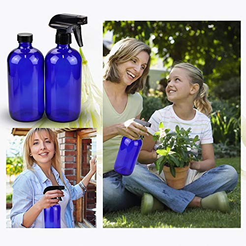 Blue Glass Spray Bottle Kit 10 Pieces - Reusable UV-Protective Mist & Roller Bottles for Aromatherapy & Household Use