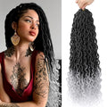 Goddess Locs Crochet Hair 18 Inch Faux Locs for Black Women - 6 Packs, 1B/Grey Variation