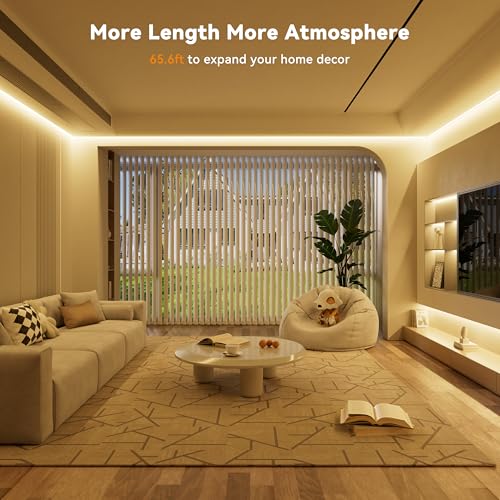 3000K COB LED Strip Light 65.6ft/20m Warm White, Dimmable, Alexa & Google Compatible