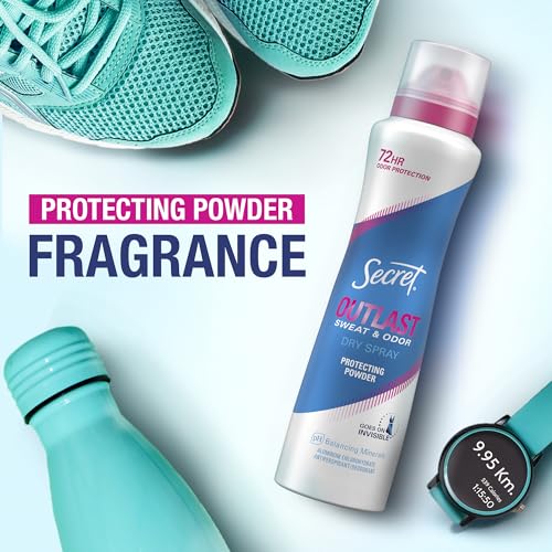 Secret Outlast Dry Spray Antiperspirant for Women - Protection Powder, 4.1 oz Pack of 3