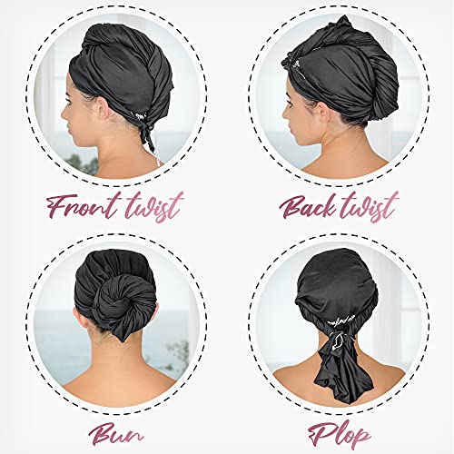 THE PERFECT HAIRCARE Black Microfiber Hair Towel Wrap Large Fast Drying Anti-Frizz for Women