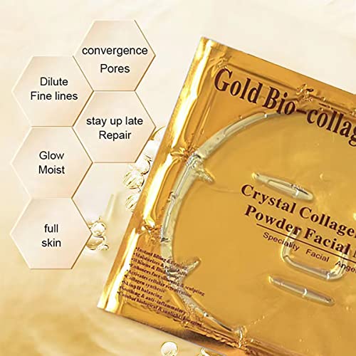 Gold Collagen Facial Masks (10-Pc) - Vegan Anti-Aging & Hydrating Skin Care