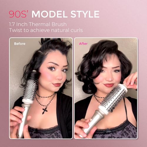 TYMO Thermal Brush Curling Brush, STYLUX 1.7" Heated Round for