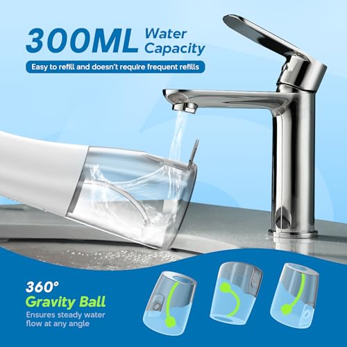 Cordless Water Flosser for Adults - Rechargeable Oral Irrigator with 300ml Tank & 5 Modes