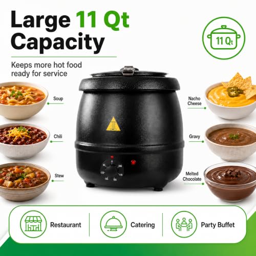 YBSVO 11 Quart Commercial Soup Kettle Warmer - Food Service Hot Food Dispenser