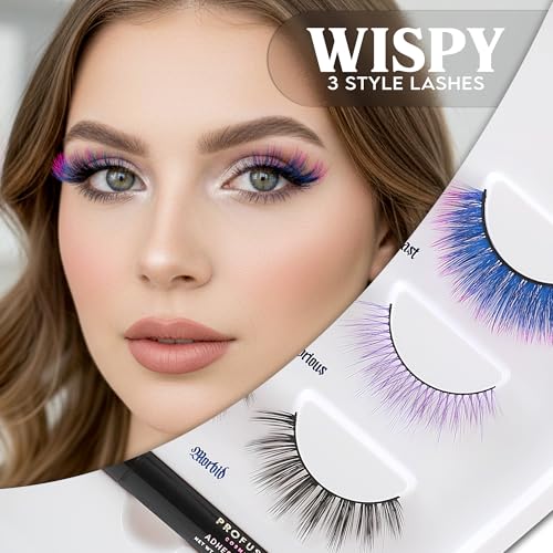 Profusion Cosmetics Lash Madness False Eyelashes with Adhesive Liner Pen - 3 Bold Lash Styles for Natural Looks, Lightweight Flexible Band & Comfortable All-Day Wear