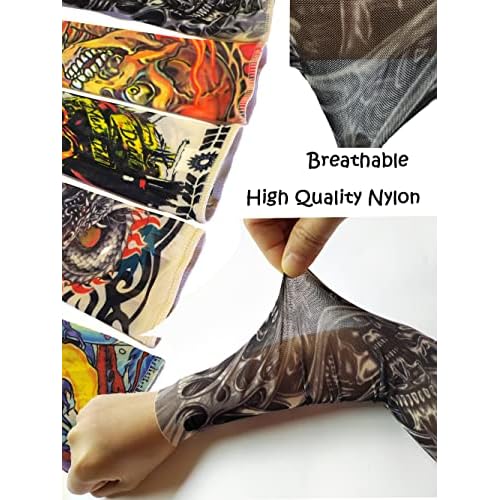 Kid Fake Tattoo Arm Sleeves Bulk, 8 PCS Boy Girl Temporary Sunscreen Tattoo Sleeve for Small Big Kids Children