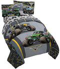 Monster Jam Kids Bed Set with Reversible Comforter and Sheets - Grave Digger Max-D Megalodon