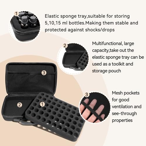 Portable Travel Cosmetic Bag with LED, 3-color Adjustable Cosmetic Organizer, Women's Cosmetic Case, Mirror Makeup Bag Case Rechargeable (Black)