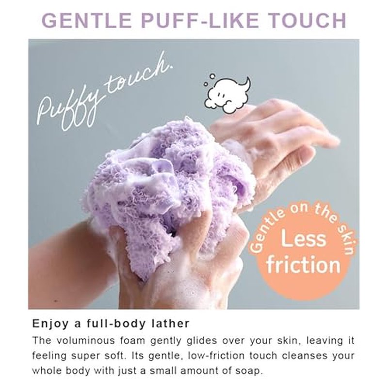 HIORIE Exfoliating Shower Towel - Soft Washcloth for Rich, Luxurious Lather - Light Gray - Made in Japan