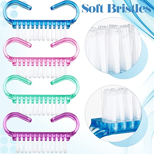 Bokon 400 Pcs Handle Grip Nail Brush Bulk Fingernail Scrub Brush for Toes and Nails Cleaner, Pedicure Scrubbing Tool Kit for Men and Women(Multicolor)