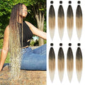MIYPMUNS 36 Inch Pre Stretched Ombre Braiding Hair Extensions 8 Packs Brown Blonde Synthetic Fiber for Women