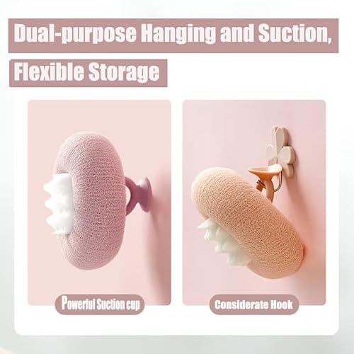 Super Soft Sunflower Suction Cup Bath Ball, New Upgraded 2-in-1 Sunflower Ball Exfoliating Bath Sponge Cleaning Brush, Mesh Shower Body Sponge Accessories for Women, Men (4 Color)