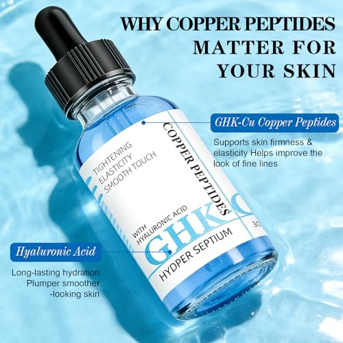GHK-Cu Copper Peptide Facial Serum ? Moisture-Balancing Formula with Hyaluronic Acid ? Lightweight Daily Hydration, 1 fl oz