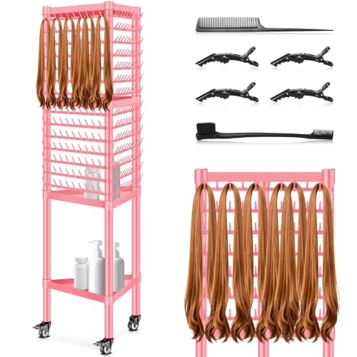 Pink Braiding Hair Rack with 3-Side Design & 420 Pegs - Hair Extension Organizer