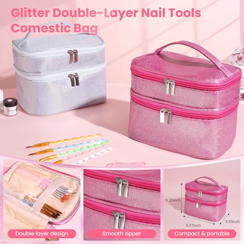 Deciniee Bling Pink Acrylic Nail Kit with Drill, UV Lamp & Accessories for Beginners