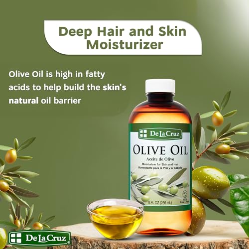 Pure Olive Oil for Hair & Skin - Expeller Pressed Moisturizer, 8 Fl Oz (Pack of 2)