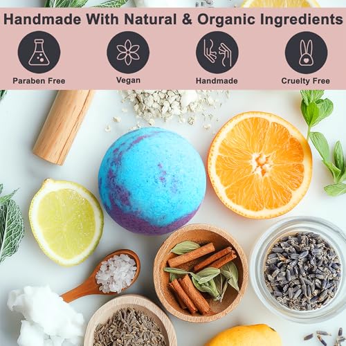 Luxury Bath Bomb Gift Set of 12 with Green Tea & Vanilla - Relaxing Aromatherapy Spa