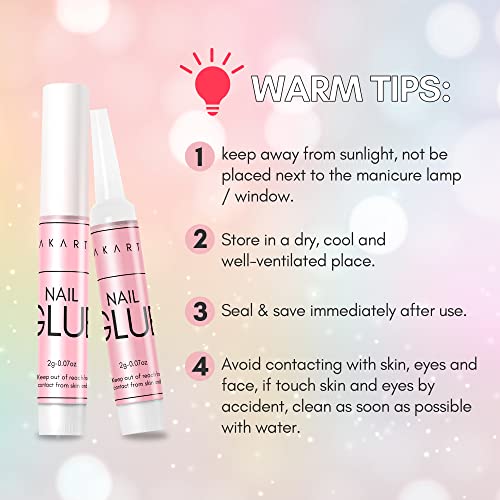 Makartt Super Strong Nail Glue for Press Ons: 100PCS Bulk Long Lasting Professional Adhesive for Fake Nail Tips,Strong, Quick Air Dry Glue 0.07oz Supplies for Salon Manicure Supplies and Home DIY Use