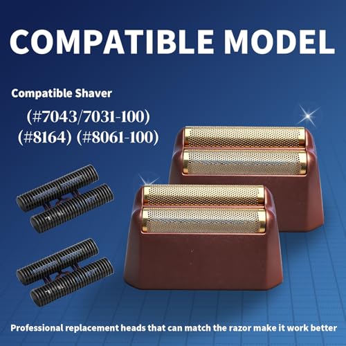 3 Pack Professional 5 Star Series Finale Shaver Replacement Foil and Cutter Bar Assembly Compatible with wahl Shaver Foil 7031-100, 7043-100 Super Close Shaving Replacement Heads£¬Red