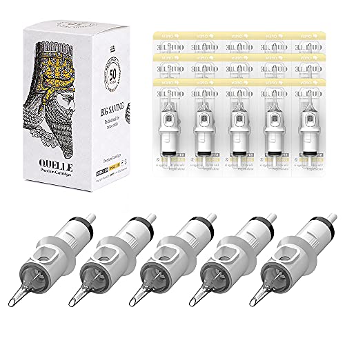 HAWINK 50Pcs Mixed Bugpin Curved & Round Magnum Tattoo Cartridges #10 7RM-15RM, EN05S-50KIT-T