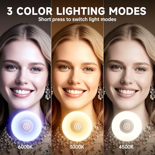 MINISO Vanity Mirror with Lights-12" x 14" Arched Makeup Mirror with 3 Color Lights, Adjustable Brightness,10X Magnification