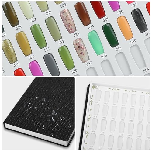 Black Nail Color Display Book with 240 False Nail Tips - Portable Nail Art Organizer