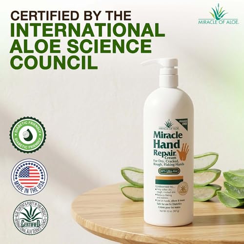 Miracle Hand Repair Cream for Dry Cracked Hands - 32 Oz, 60% Aloe Vera, Pack of 1