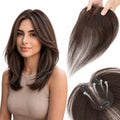 Human Hair Toppers for Women 11 Inch Dark Brown - Natural Volume & Bang Styles - SLEEKALON Variation #S