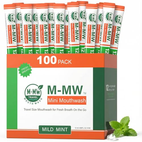 Travel Size Alcohol-Free Mouthwash Packets - Fresh Breath 100 Count - Green Variation