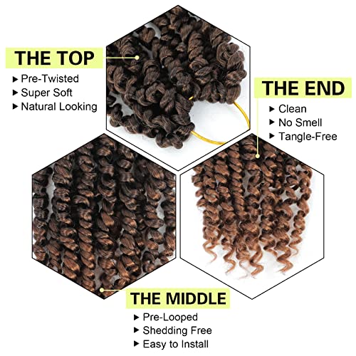 Ameli 10 Inch Passion Twist Crochet Hair 8 Packs Pre Looped for Black Women T30