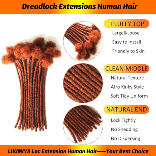 6 Inch 30 Locs Human Hair Dreadlock Extensions - Orange Ginger Red Locs