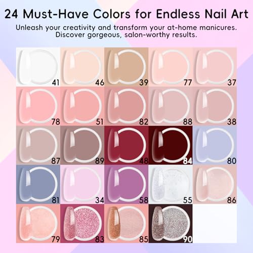 Acrylic Powder 24 Color Set No Lamp for Nail Extensions - Creaglam