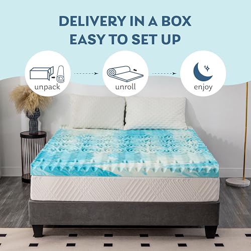 MLILY 3 Inch King Gel Memory Foam Mattress Topper with 5-Zone Support