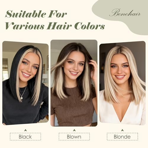 Clip-In Hair Extensions 6PCS Short Straight Balayage Highlights Dark Brown & Light Brown - 12 Inch
